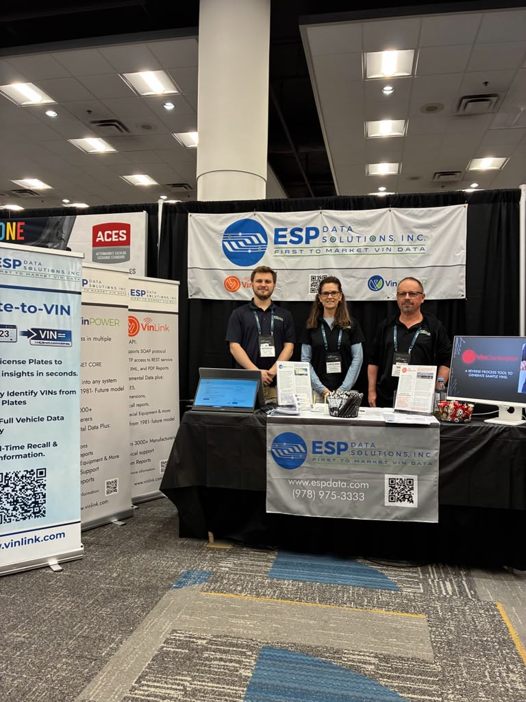 ESP Data Solutions booth at the Atlanta Auto Care conference with Greg, Nick, and CarolAnn