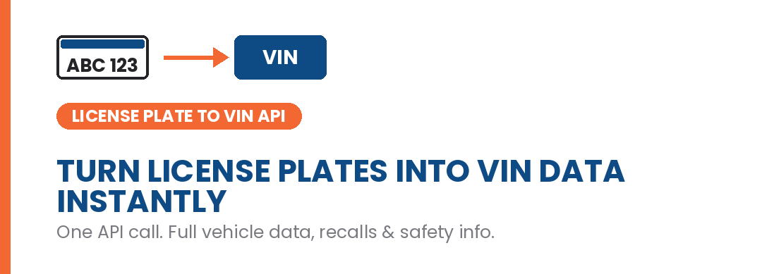 Plate-to-VIN API for license plate lookup and VIN decoder data